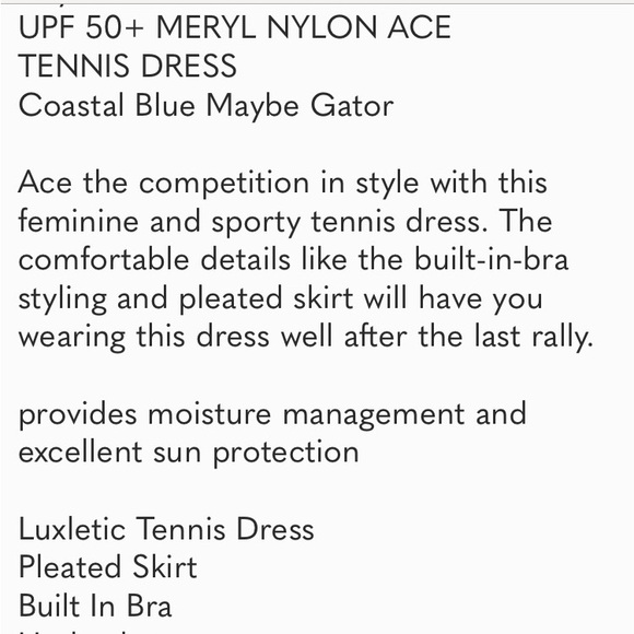 Lilly Pulitzer UPF 50+ Meryl Nylon Ace Tennis Dress NWT size XL Maybe Gator - Picture 5 of 12